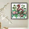 >SALE<5D DIY Partial Special Shaped Drill Diamond Painting Kit Floral Dragon 30x30cm