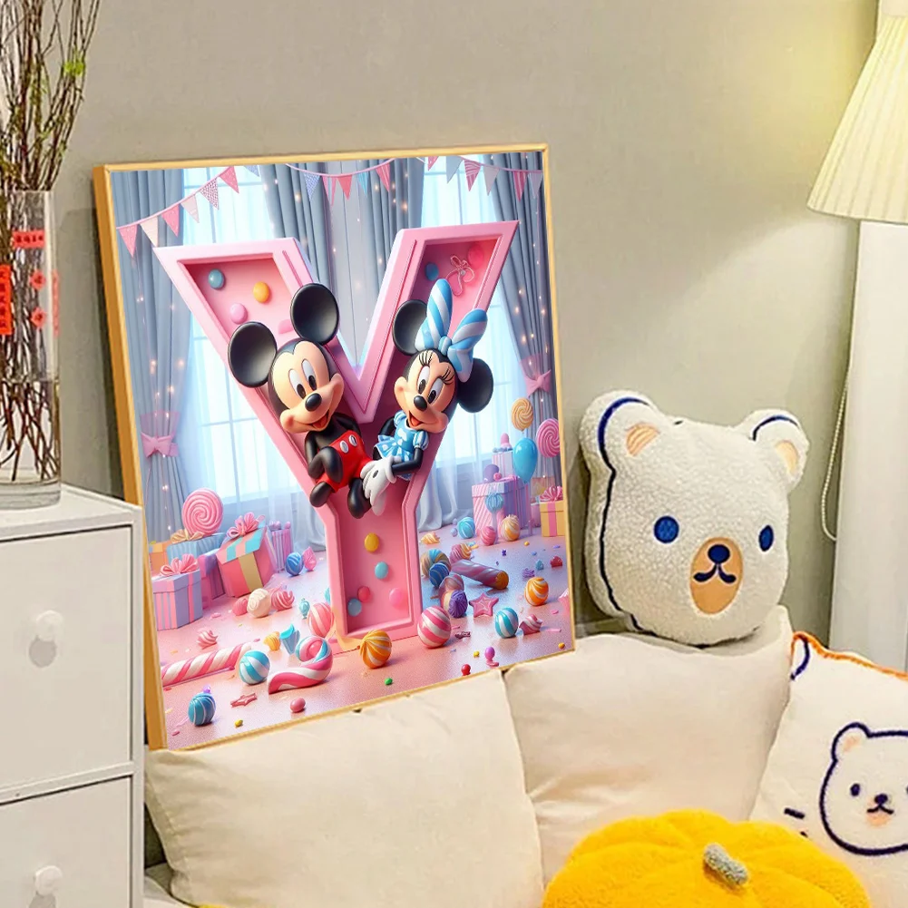 Full Round Diamond Painting 40*40cm - Mickey Minnie Alphabet