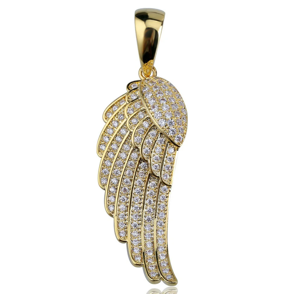 Charm Angel Wings Pendant NecklaceIced Out Full CZ Best Gift-VESSFUL