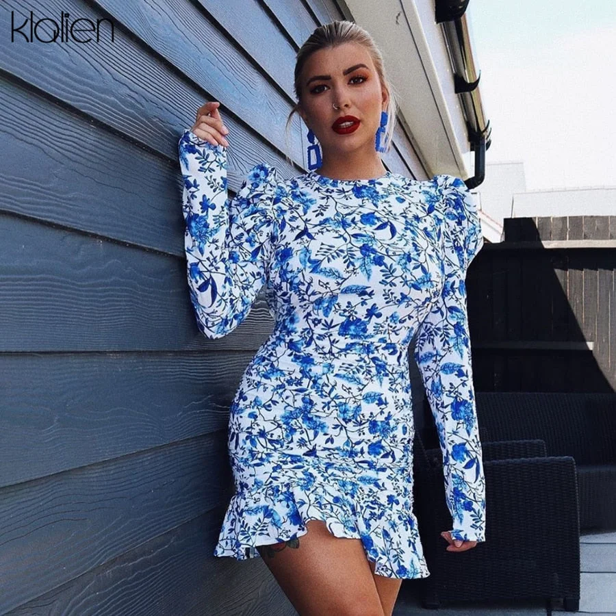 KLALIEN 2022 New Spring Bohemia Beach Leisure Vacation Dress Women Hollow Backless Elegant Slim Casual Mini Bodycon Dress Mujer