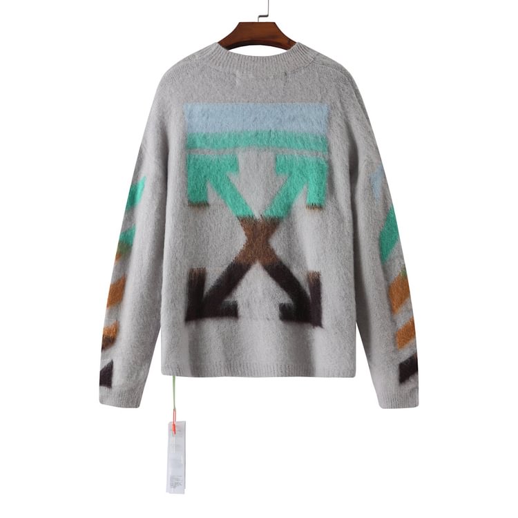 Off White Winter Sweaters Mohair Knitwear Sweater for Men and Women