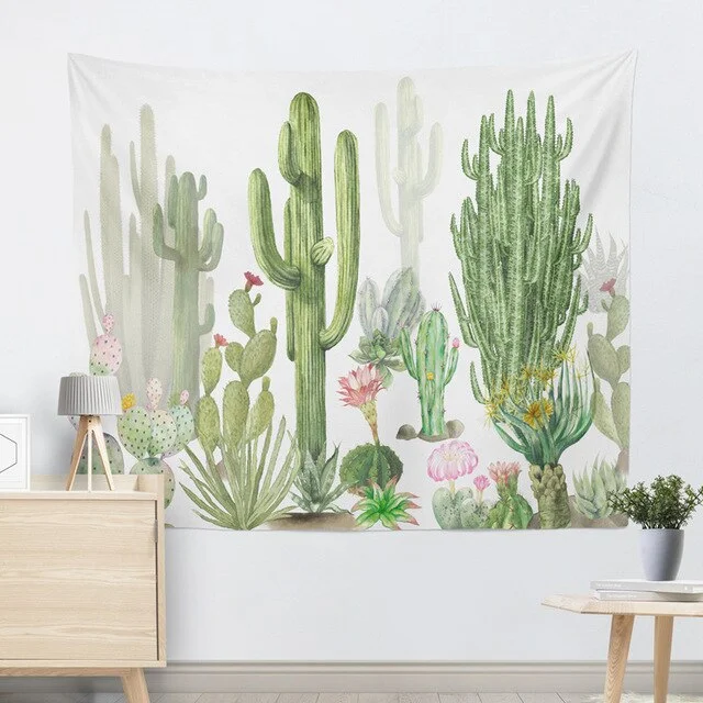 Cactus Succulents Tapestry Summer Succulents Wall Decor Tropical Landscape Wall Hanging Tapestries Picnic Blanket Wall Cloth