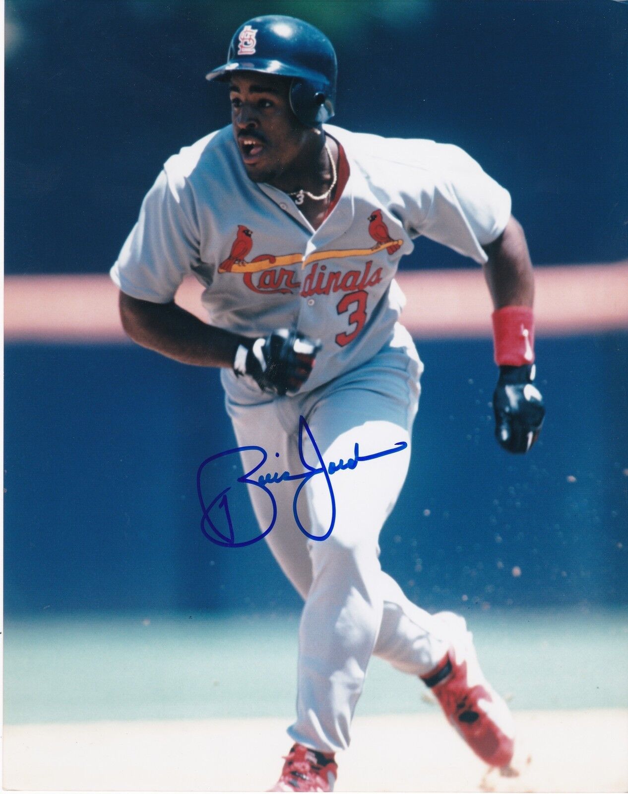 BRIAN JORDAN ST. LOUIS CARDINALS ACTION SIGNED 8x10