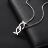Creative Kissing Fish Dual-Purpose Necklace Ring Retractable Foldable Deformable Personality Pendant