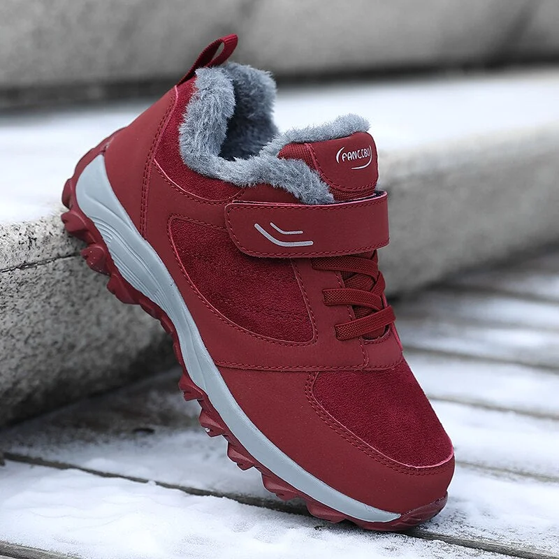 2021 Women Winter Snow Boots Warm Flat Plus Size Platform Lace Up Ladies Women's Shoes New Flock Fur Suede Ankle Boots Female 46