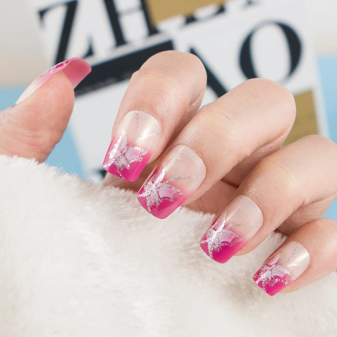 24pcs/set Fashion Acrylic Full Cover Fake Nails 10 Sizes Press on Nails Designs French False Nail Art Tips 278 Fingernail Tips-Nail Inspo