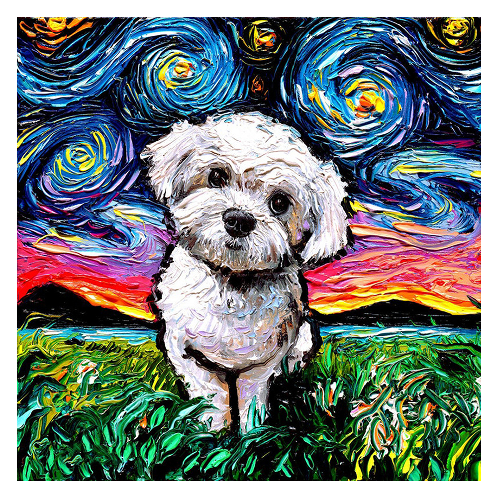 

Oil Painting Dog - Round Drill Diamond Painting - 30*30CM, 501 Original