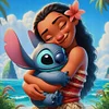 Princess Moana And Stitch-11CT Stamped Cross Stitch 40*40cm/15.75*15.75in