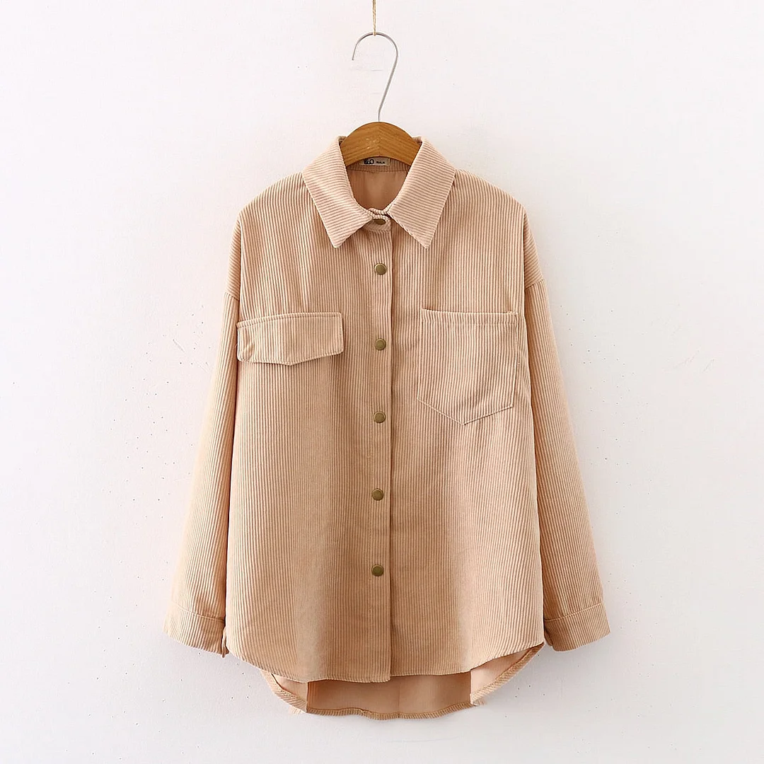 New Women Solid Corduroy Batwing Sleeve Vintage Blouse Turn-Down Collar Loose Top Button Up Pink Shirt Feminina Blusa T9D609T