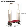 [US Local Warehouse] Hotel Luggage Cart 39Lx19Wx68H Inch Bellman Cart with 881lb Load Capacity 8-inch Silent Rubber Casters Carpet Deck Bumper Rails Hotel Service Trolley for Commercial Use Condos Resorts