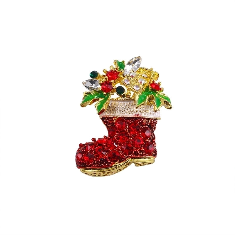 Fashion Pin Christmas Tree Alloy Plating Rhinestones Women’S Brooches