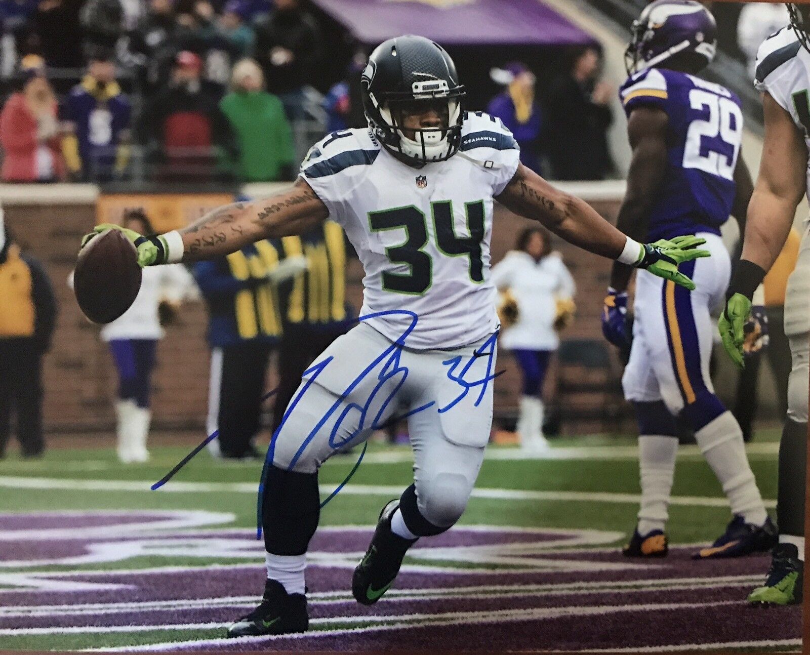 Thomas Rawls Signed Autographed Seattle Seahawks 8x10 Photo Poster painting Coa