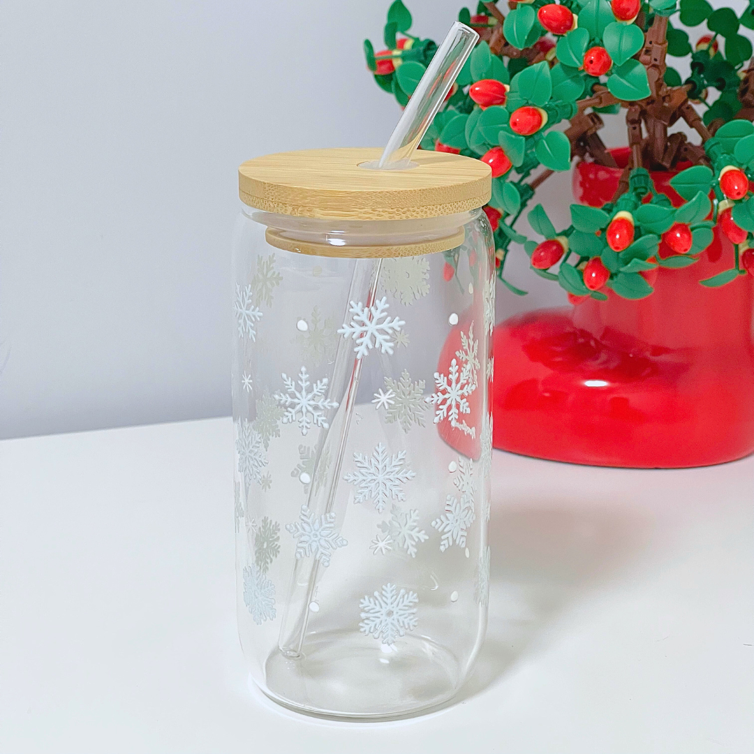 Maneifurui™  Blue Snowflake Wish Glass Can