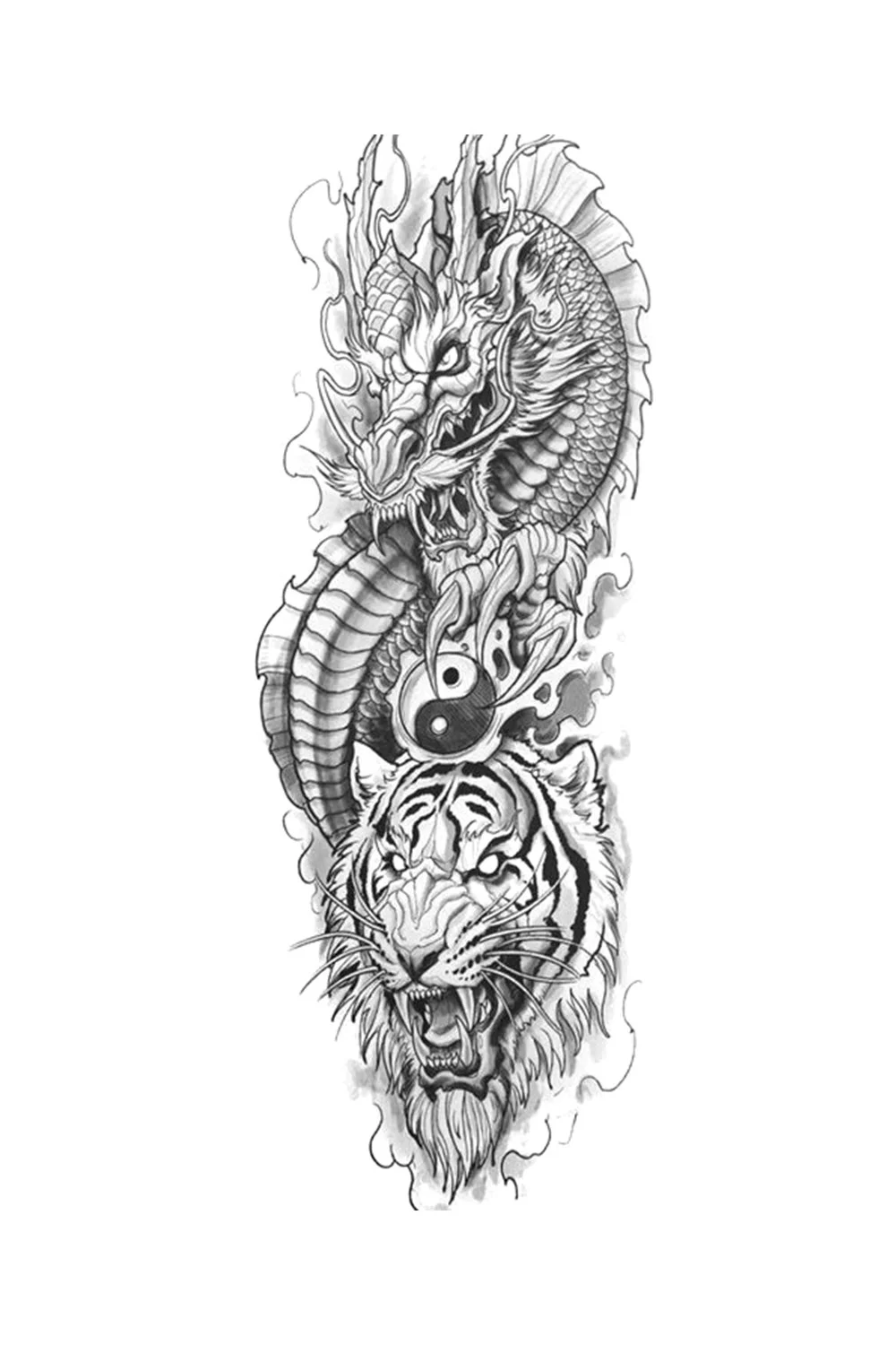  Temporary Tattoos Skeleton Hand For Men Women Horrer Adult Wolf Tiger Full Skull Totem Tatto Body Arm Legs Tattoos 921-1