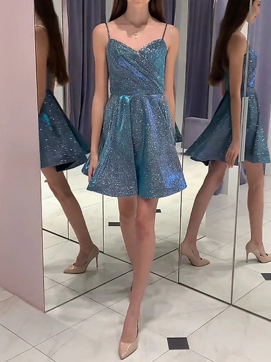 Metallic A-line party mini dress