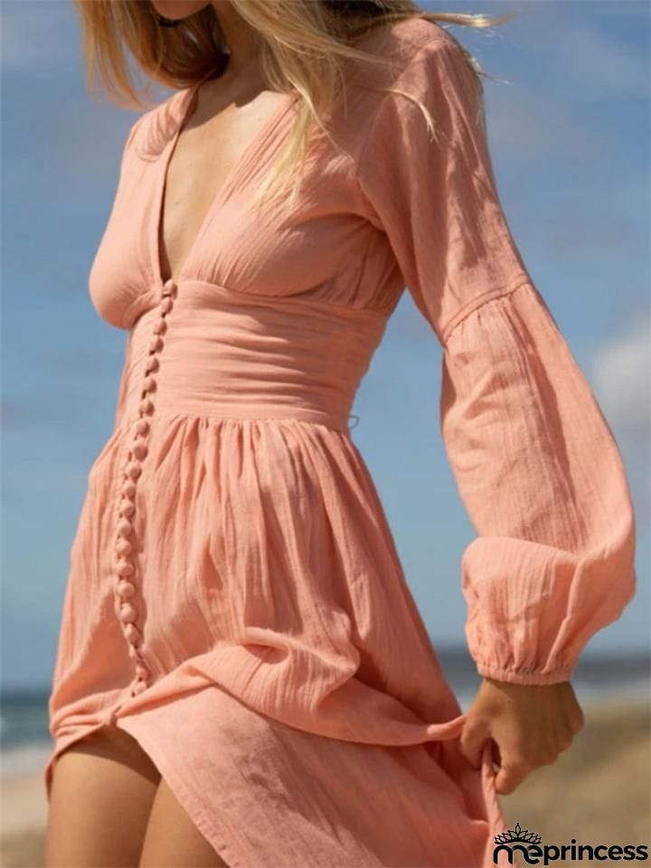 French Style Long Sleeve Maxi Dress