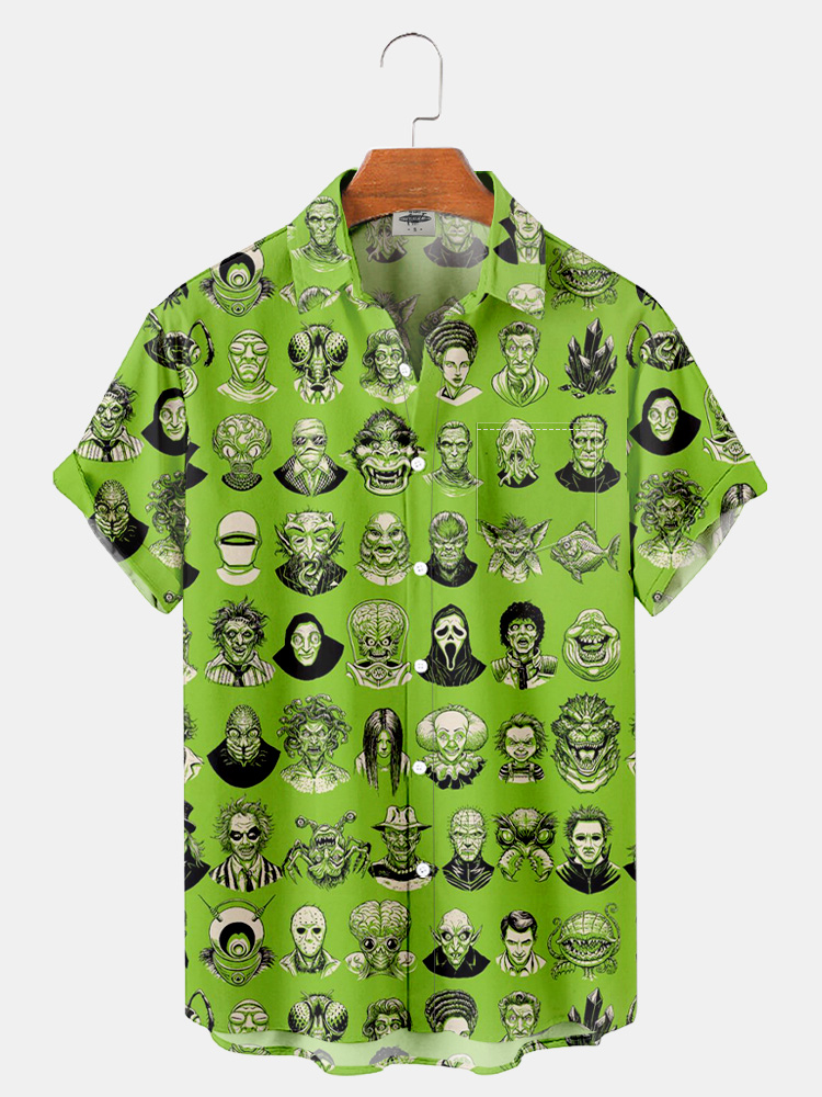 Men'S Halloween Printed Shirt PLUSCLOTHESMAN