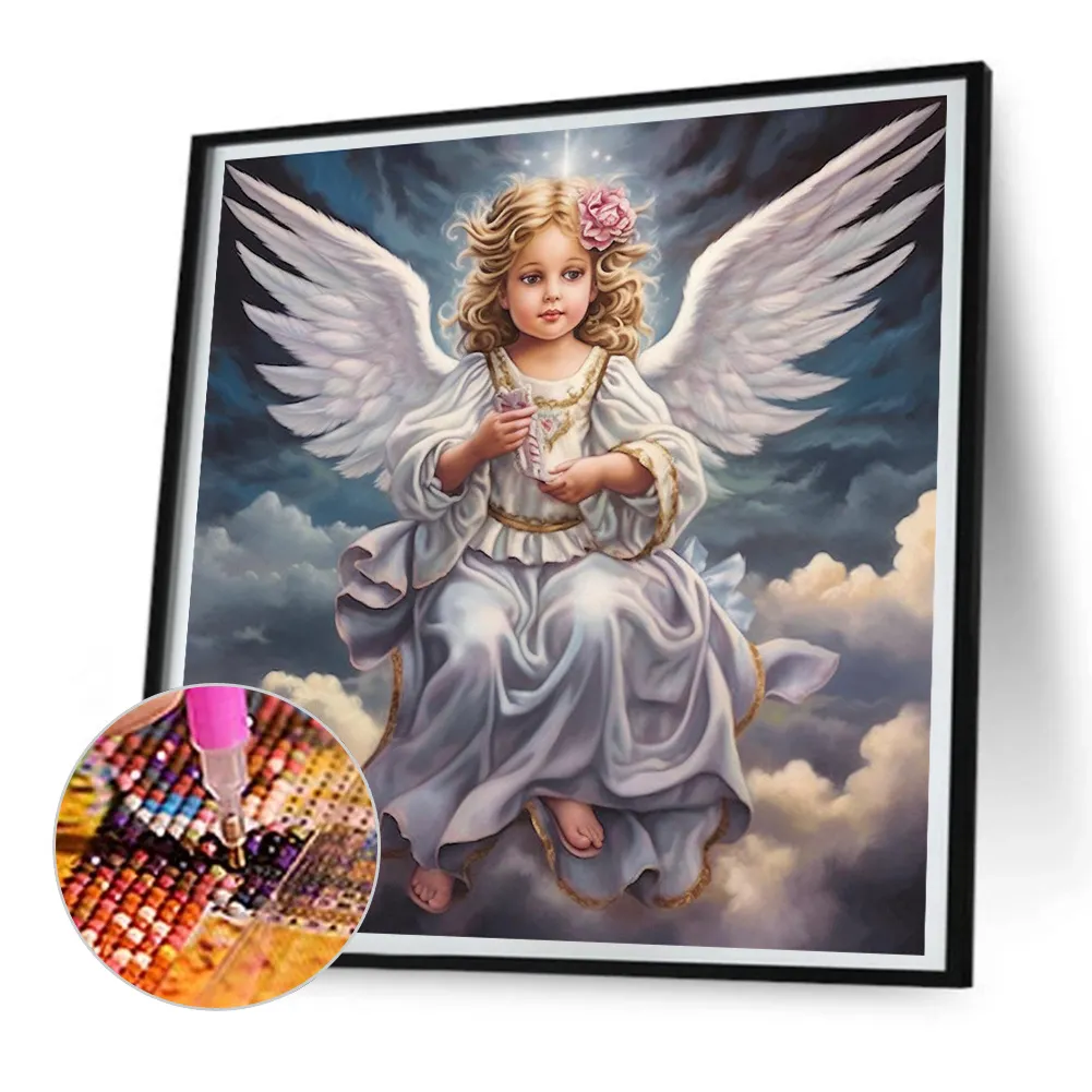 Diamond Painting - Full Round Drill - Angel Girl(Canvas|30*30cm)