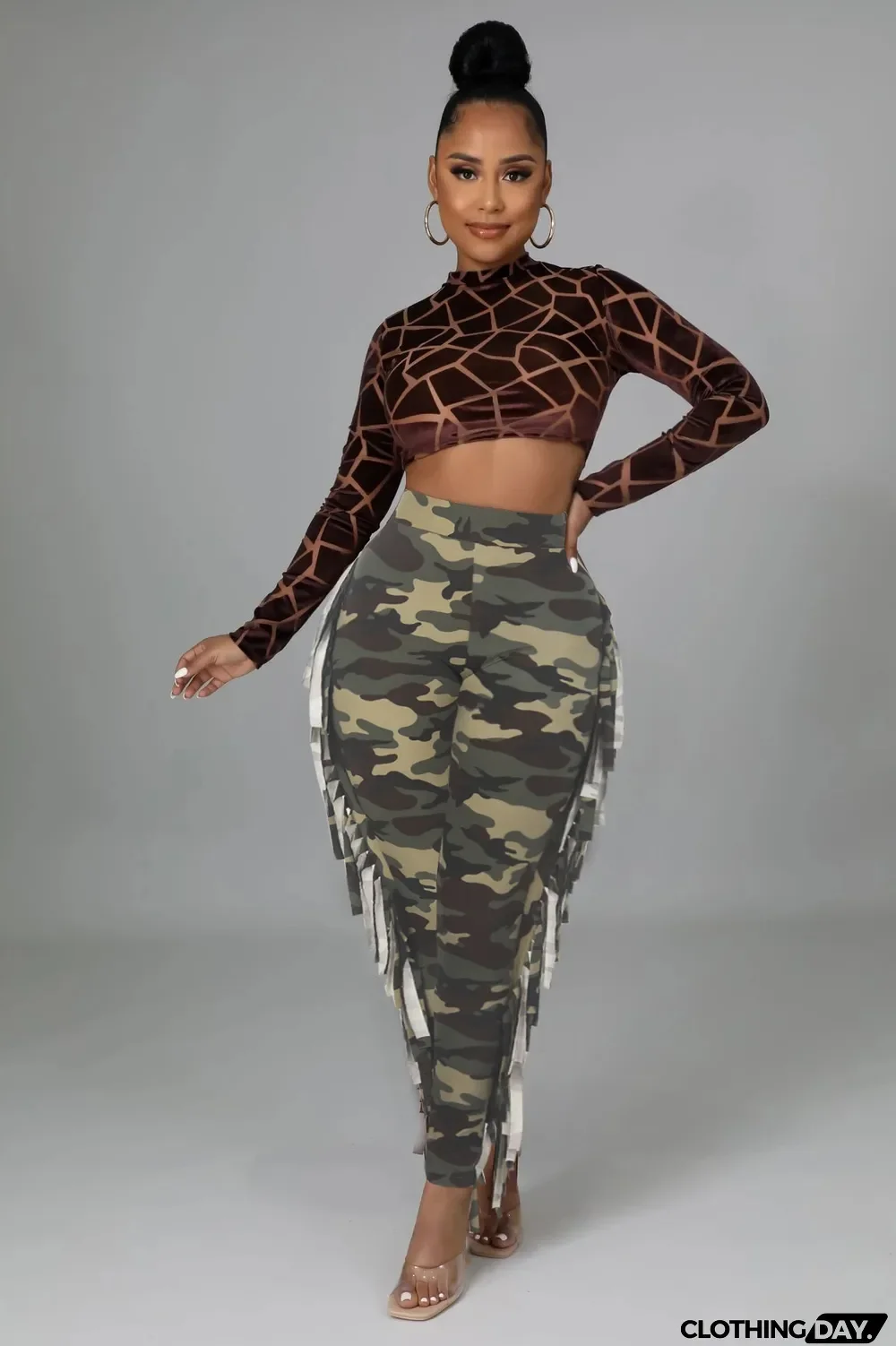 Tight Camouflage Tassel Pants