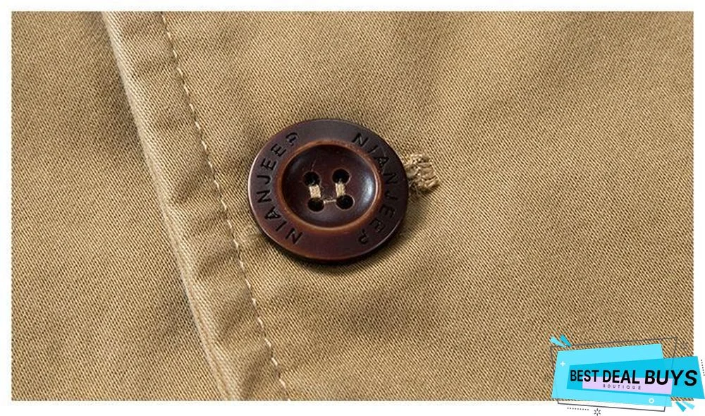 Men's Business Casual Long Cotton Trench Coat Jacket Men Winter Brand Classic Iconic Trench Breasted Overcoat