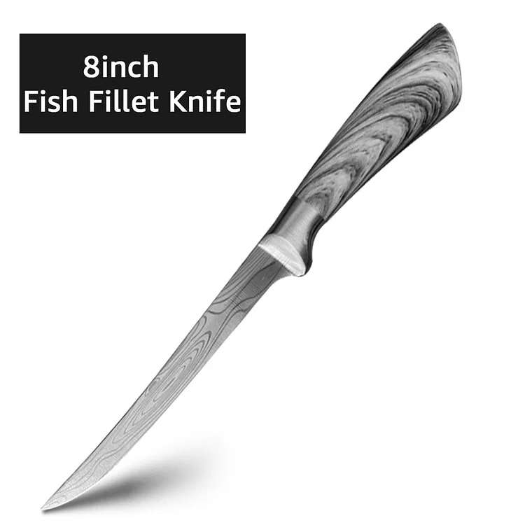 Stainless steel sharp boning knife, Damascus laser professional fish knife slicing knife