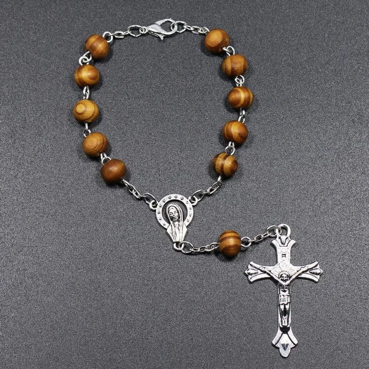 Olivenorma Bead Rosary Cross Bracelet