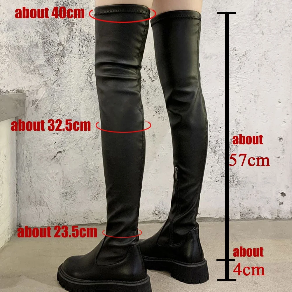 Brand Design Skidproof Sole Cosy Chunky Heels Fashion Stylish Leisure Cool Add Fur Winter Over The Knee High Boots Shoes Women