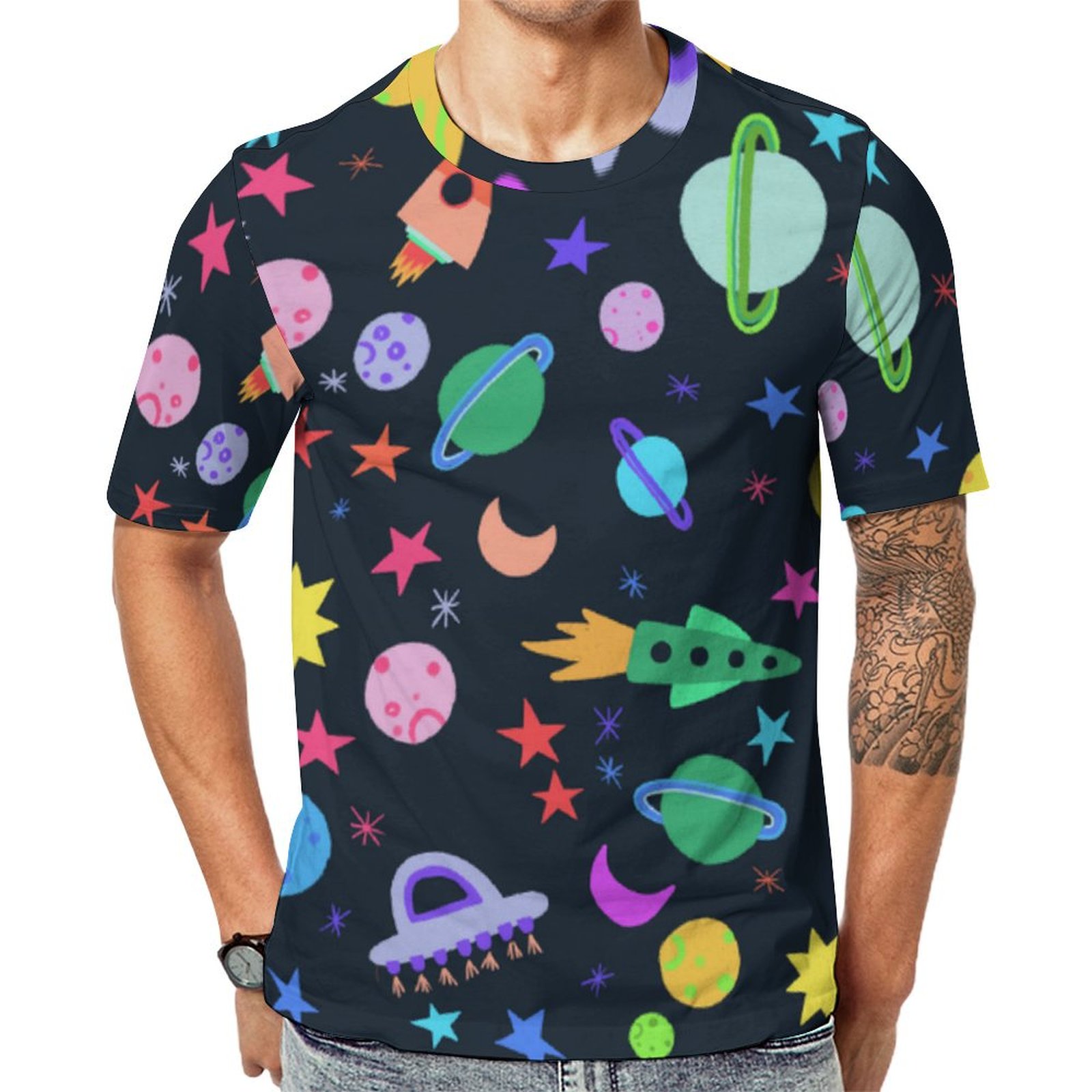 I Need Space Rocketship Ufo Short Sleeve Print Unisex Tshirt Summer Casual Tees for Men and Women Coolcoshirts