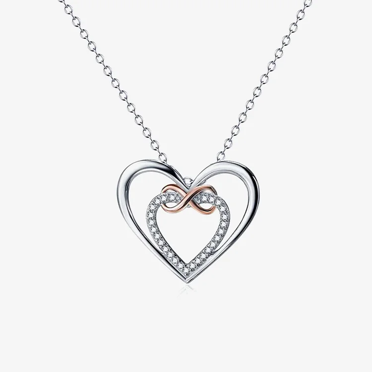 For Granddaughter - S925 Grandmother and Granddaughter A link That Can Never be Undone Heart to Heart Necklace