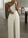 Solid Color Urban Style Wide Leg Jumpsuits Bottoms