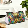 (24cm)Diamond Art Tissue Box Cover DIY PU Desktop(Flowers and Butterflies)
