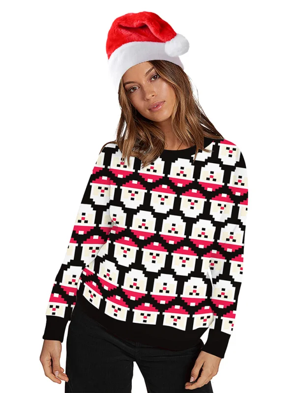 Christmas Pullover Long Sleeve Sweater Top Flusfy