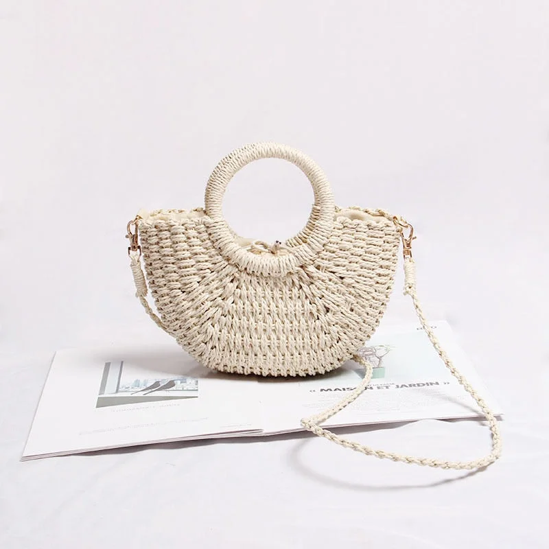 casual candy color rattan women handbags wicker woven lady shoulder crossbody bags summer beach small straw bag bali purses 2020