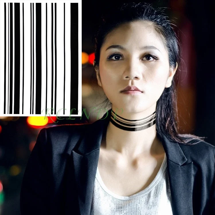 Waterproof Temporary Tattoo Sticker stripe QR code streak line Fake Tatto Flash Tatoo Back leg Abdomen Arm for Girl Women Men