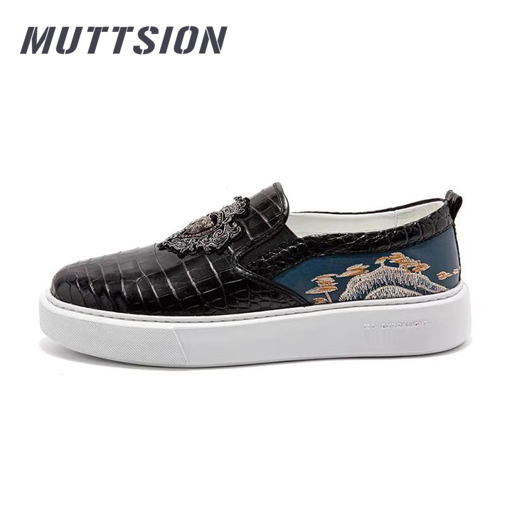MUTTSION Crocodile Skin Casual Trendy Leather Skate Shoes MUTTSION.COM MUTTSION