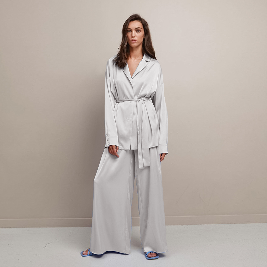 Plus Size Silk Pajamas for Women Long Plus Silk PJS Top Pajamas Set