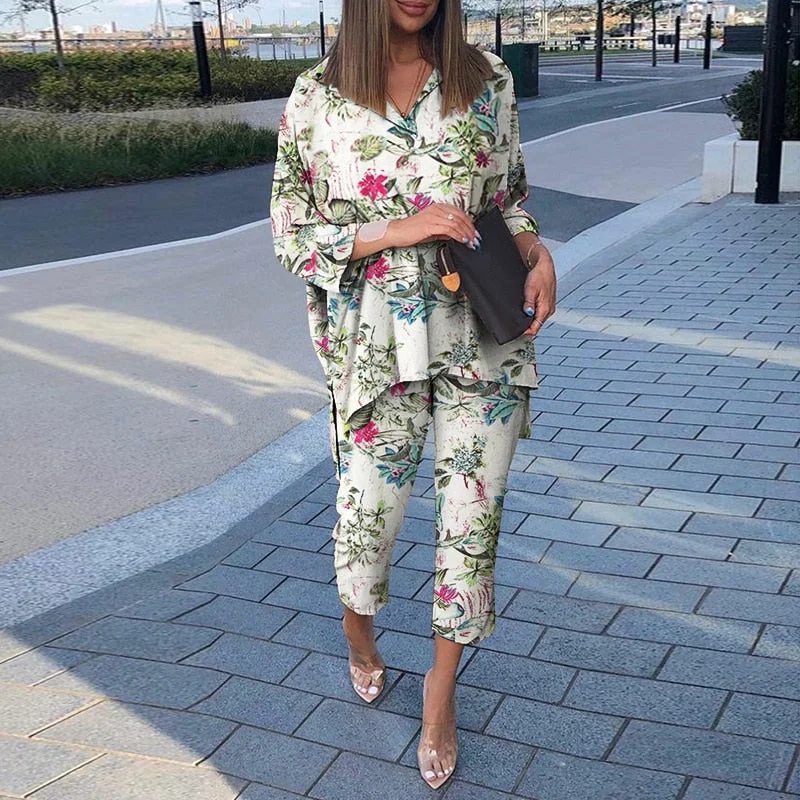 Two Piece Sets ZANZEA Fashion Polka Dot Printed Pant Sets Women Summer Matching Sets Casual Urban Tracksuits Trouser Suits 2PCS