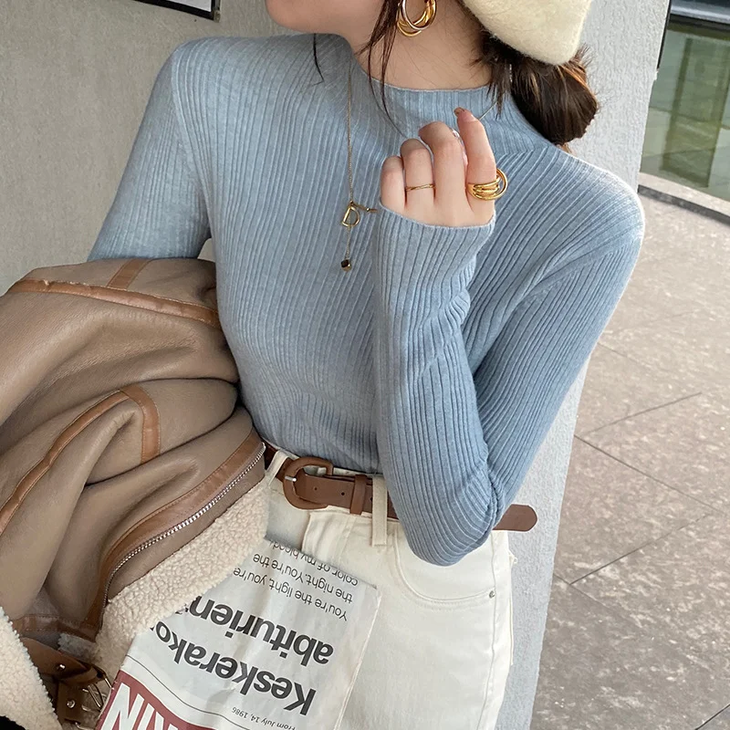 Uveng Uveng Bottom Shirt Women Autumn And Winter New With A Gas Half-High Collar Knitted Shirt On The Head Of The Coat