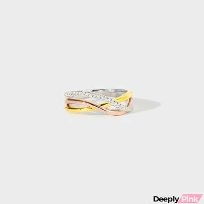 Crisscross Gold-Plated 925 Sterling Silver Ring