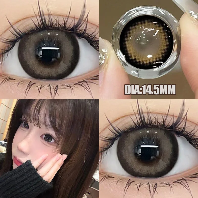 Sdrawing 1pair/2pcs Black Large Diameter Color Contact Lenses Men with Diopter Myopia Fashion Color Contact Lenses Natural