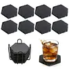 Square Slate Drink Coasters Set with Anti-Scratch Bottom for Home Office Kitchen