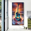 (Grande Taille) Guitare bord de mer-peinture diamant rond-40*70cm