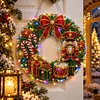 DIY Special Shaped Diamond Painting Wreath, Double-Sided Printing Christmas Wreath Hanging with LED Light Decor Kit 