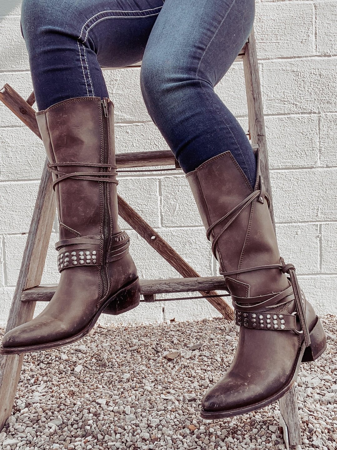 Liberty Black Women's Veggie Gun Metal Tall Boot LEB008