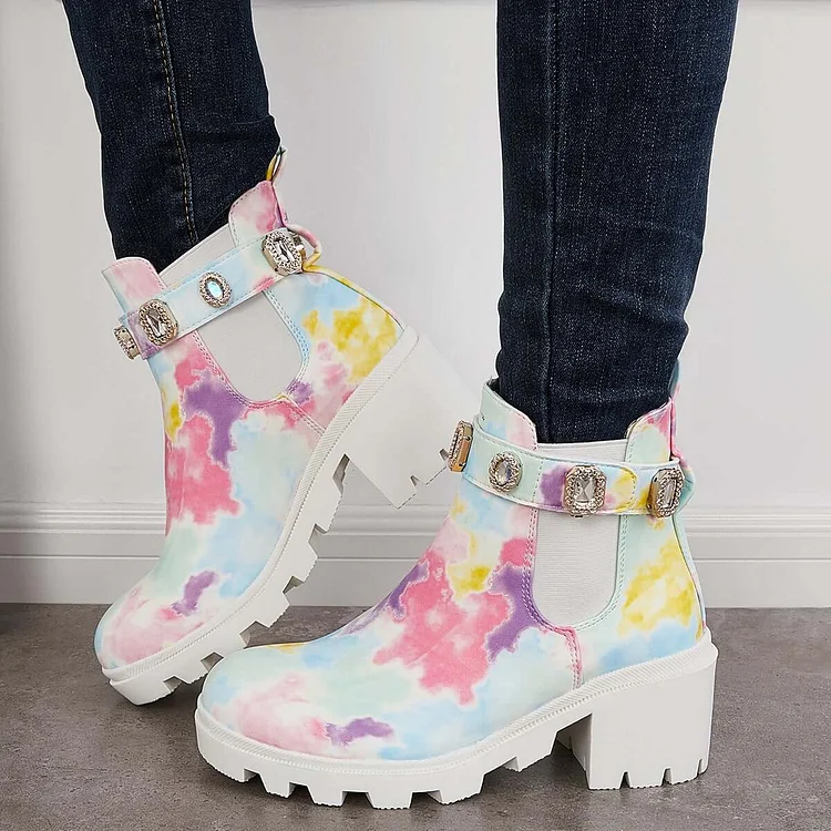 Chunky Platform Heel Chelsea Ankle Boots Lug Sole Booties