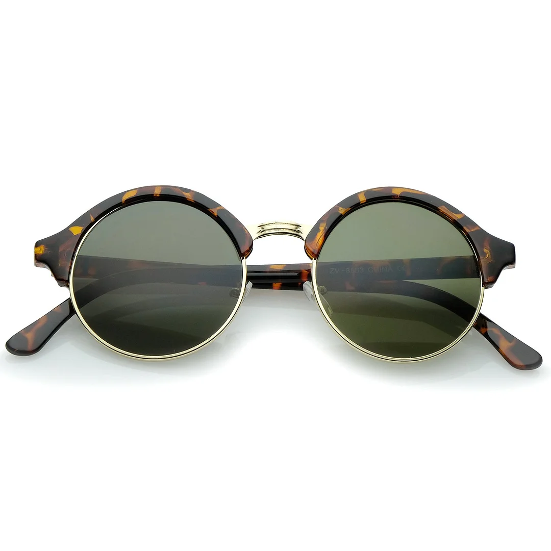 Classic Semi-Rimless Metal Nose Bridge P3 Round glasses 47mm