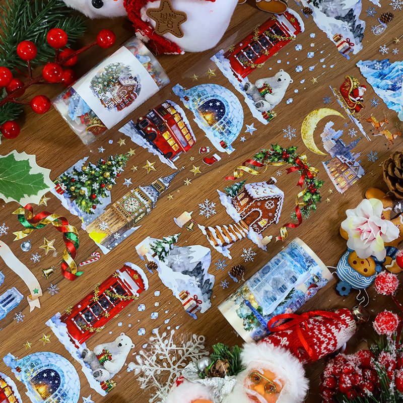 PET 테이프 - 70mm*200cm 빈티지 크리스마스 윈터 캐슬