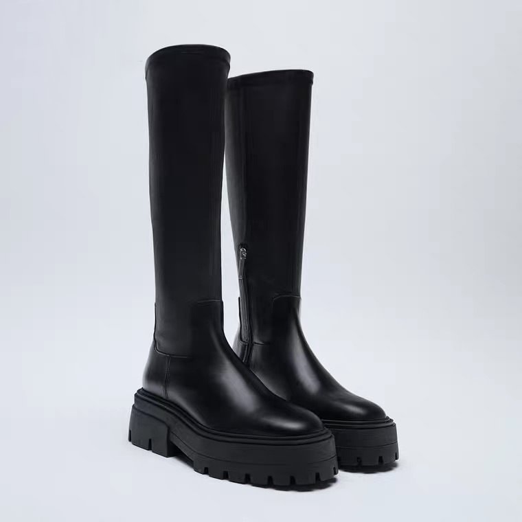 Side Zipper Thick Soles Appear Thinner Than Knee Boots-PABIUYOU- Women's Fashion Leader