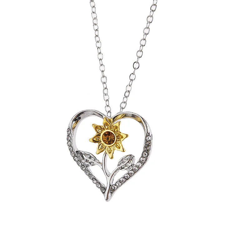 New sunflower heart-shaped diamond sunflower Necklace accessories for women_ viptrois