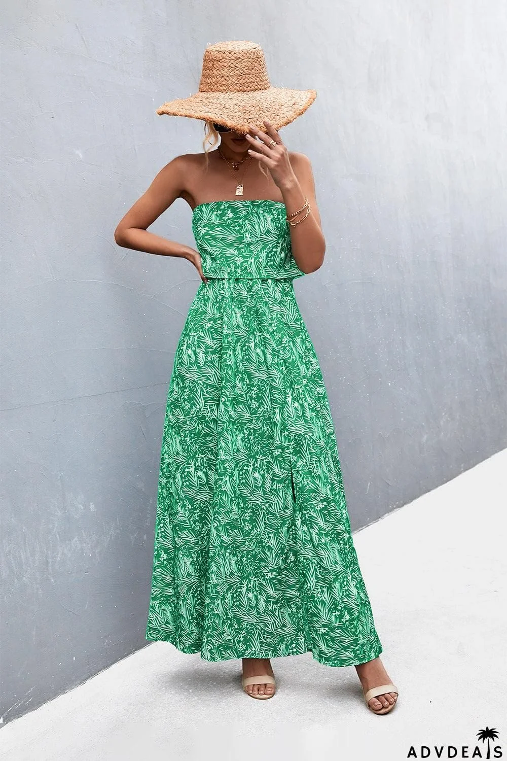 Strapless Split Maxi Dress